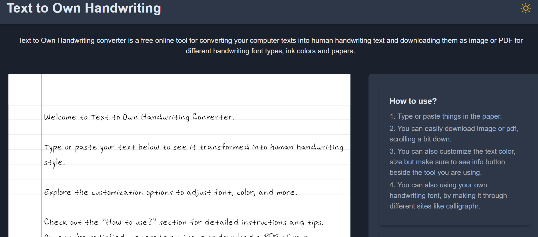 Text to Own Handwriting Converter